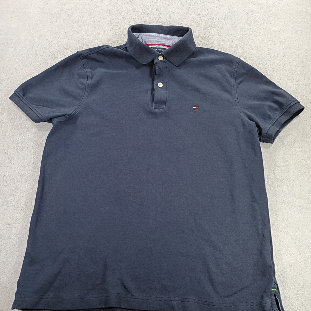 Tommy Hilfiger Mens Custom Fit Polo Navy Blue M Embroidered Logo